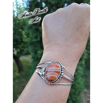 Karneol achát karperec  / Carnelian agate cuff