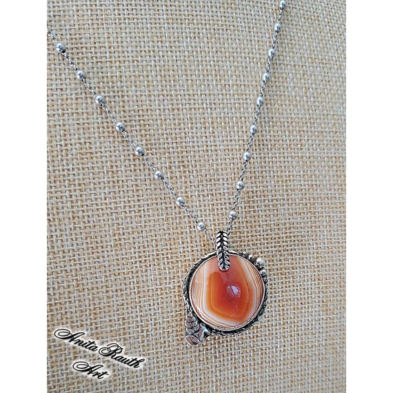 Karneol achát medál / Carnelian agate pendant