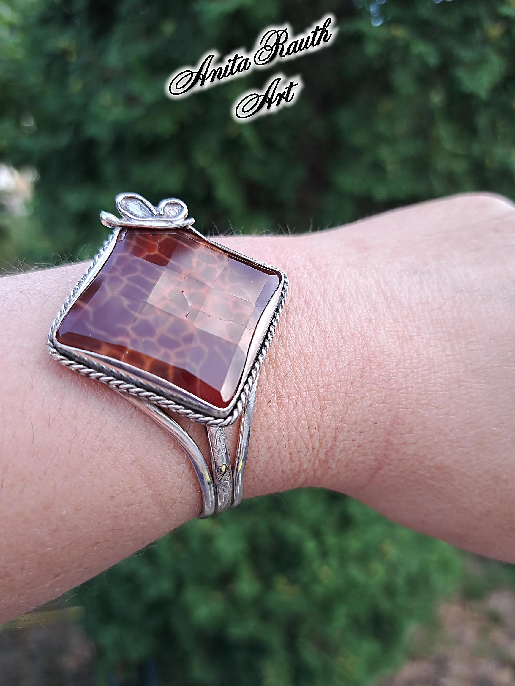 Kígyóbőr achát karperec / Snakeskin agate cuff