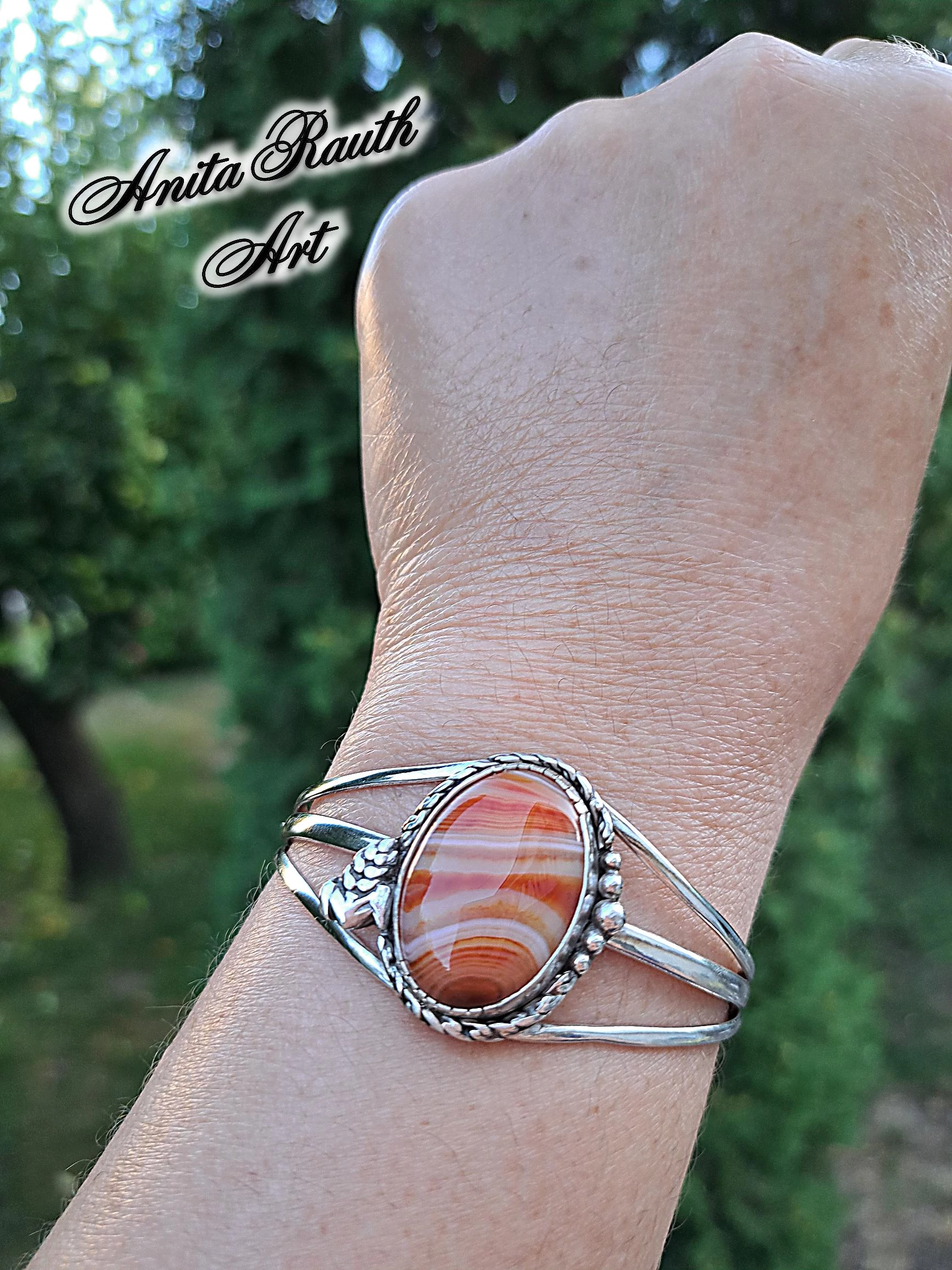 Karneol achát karperec  / Carnelian agate cuff