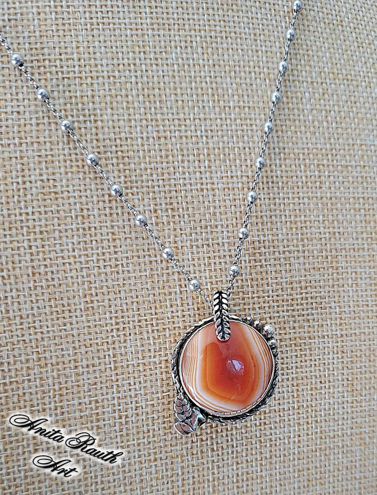 Karneol achát medál / Carnelian agate pendant