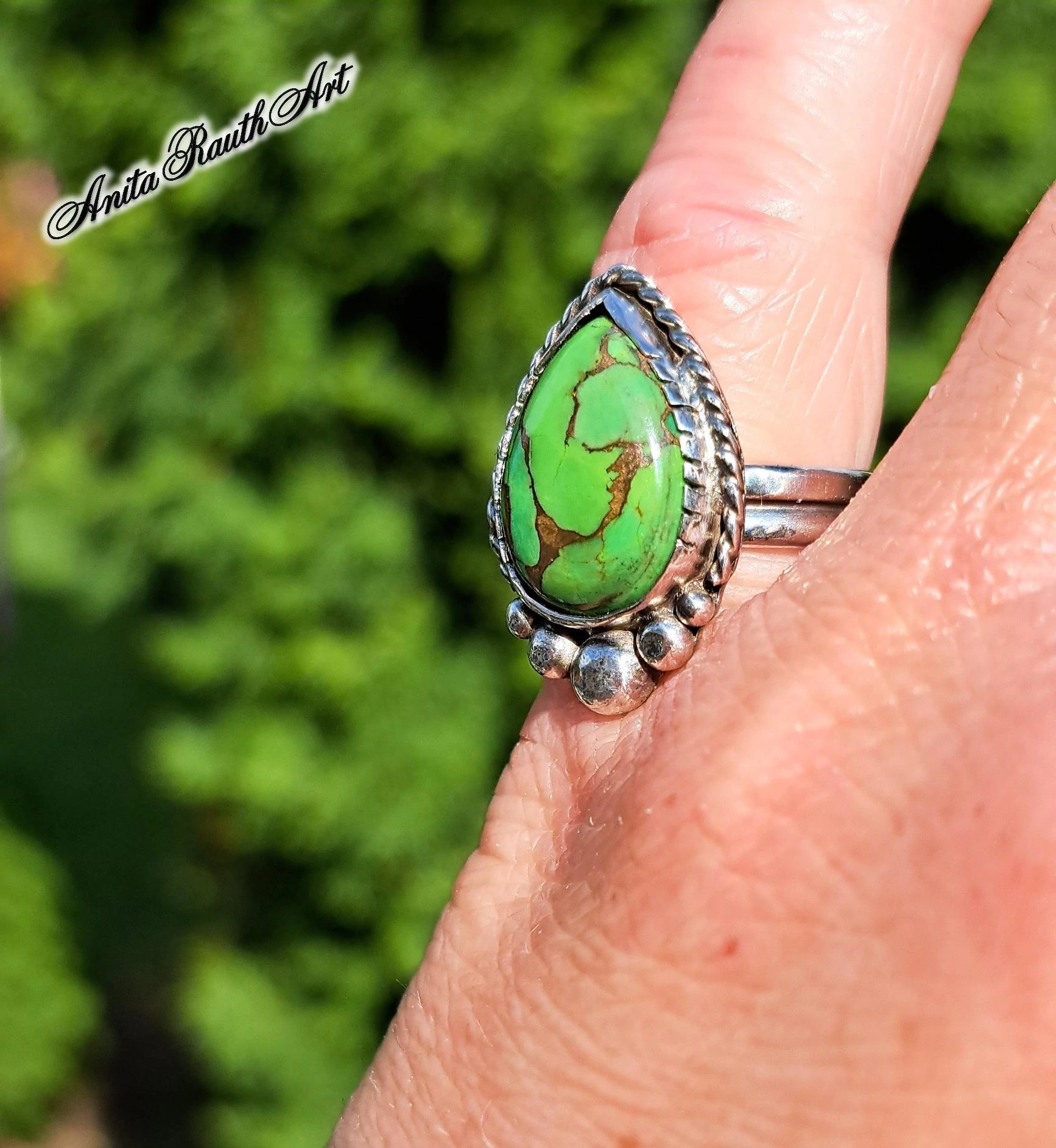 Zöld türkiz gyűrű / Green turquoise ring